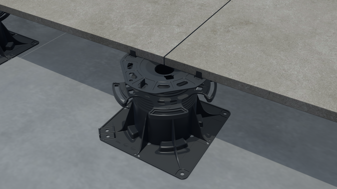 Hævet terrasse med flisefødder